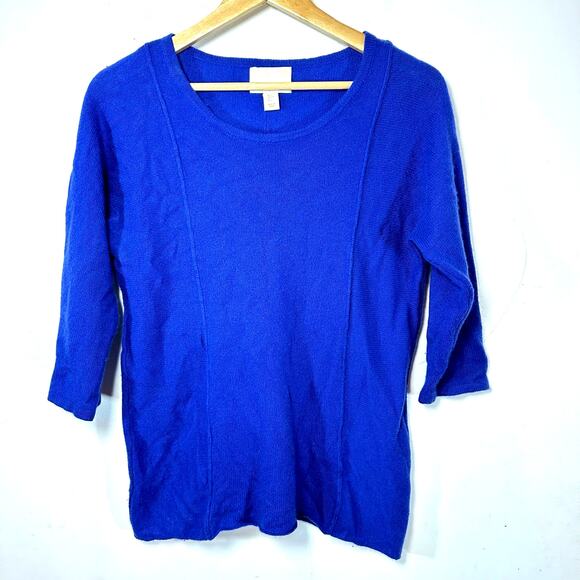 CYNTHIA ROWLEY 100% Cashmere Royal Blue Soft Cozy Classic Sweater fitted size L - Picture 1 of 8